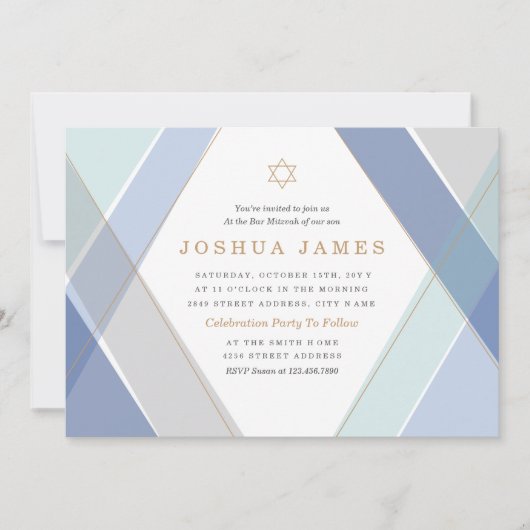 Tijdelijke Stripes Bar Mitzvah Kaart (Voorkant)