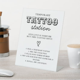 Tijdelijke Tatoeage Bruiloft Station Bar Instructi Reclamebord Met Voetstuk