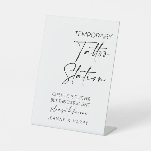 Tijdelijke Tattoo Station bruiloft gunst Reclamebord Met Voetstuk (Voorkant)