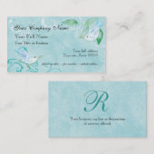 Tijdelijke vogels in Swirls Blue Visitekaartjes (Voorkant / Achterkant)