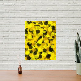 Tijdelijke zonnebloem Abstracte Stippen Gele Natuu Poster
