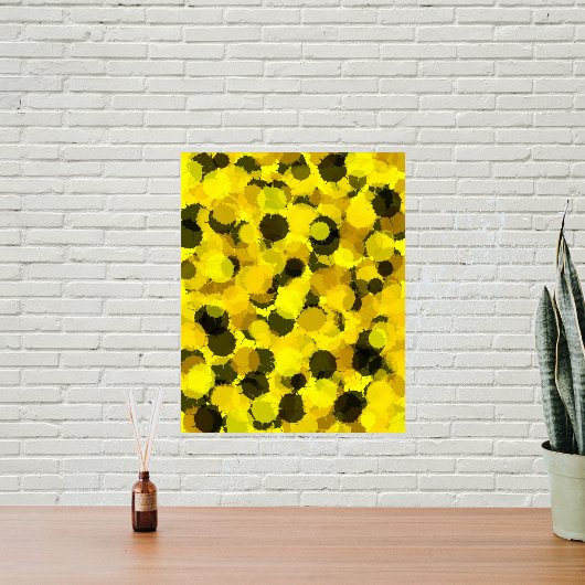Tijdelijke zonnebloem Abstracte Stippen Gele Natuu Poster