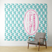 Tijdeloos turquoise hart bruidsfeest foto achtergr wandkleed (In Situ (horizontaal))