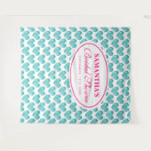 Tijdeloos turquoise hart bruidsfeest foto achtergr wandkleed (Voorkant (horizontaal))