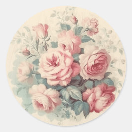 Tijdeloze Roze Pracht Shabby Chic Ronde Sticker