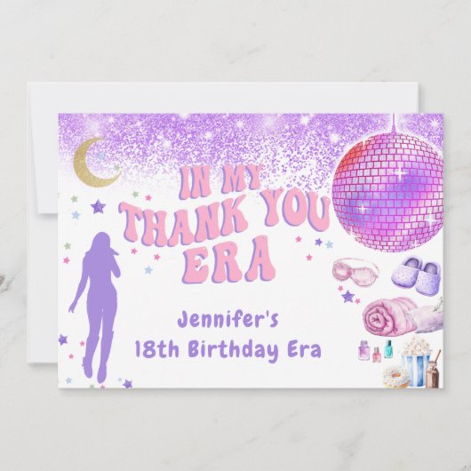 Tijden verjaardagsfeestje in mijn verjaardagstijdp bedankkaart (Voorkant)