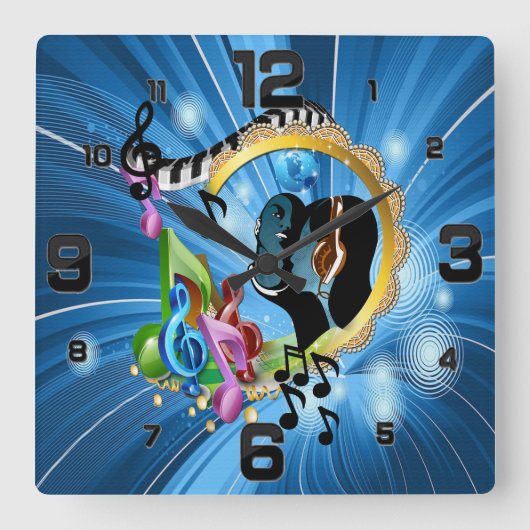 Tijden voor het afspelen van muziek vierkante klok (Voorkant)