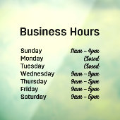 tijden voor kantooruren raamsticker (Vel 3)