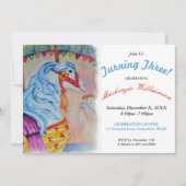 TIJDENS 3 COLORFUL CAROUSEL HORSE ARTIJ INVITATIE KAART (Voorkant)