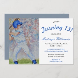 TIJDENS DE 13 BASEBALL PARTIJINVITATIE KAART