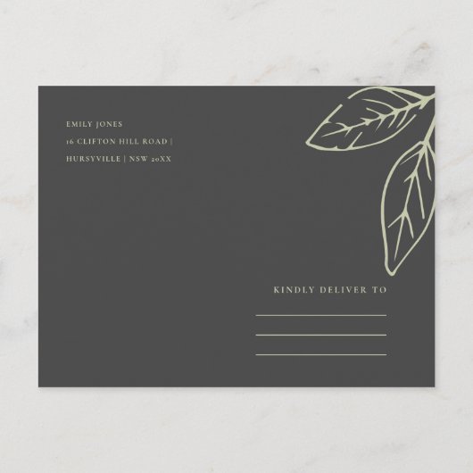 TIJDENS DE DATUM BEWAREN DE CONTEMPORAIRE RUST BRO AANKONDIGINGSKAART (Achterkant)