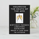 TIJDENS DE DOOD VAN DE 40-INVITATIE KAART (Staand voorkant)