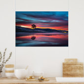Tijdens de Gouden Uur, reflecteert een boom op een Poster (Keuken)
