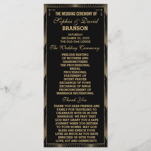 Tijdens de Roaring Twenties Art Deco Great Gatsby  Programmakaart (Voorkant)