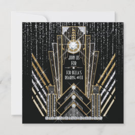 Tijdens Gatsby Art Deco Bling Feest Uitnodigingen