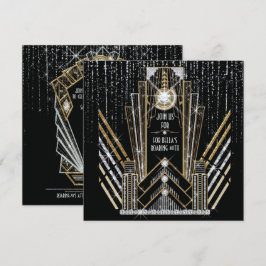 Tijdens Gatsby Art Deco Bling Feest Uitnodigingen