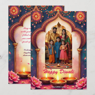 Tijdens het Diwali-festijn wensen wij u een tempel Kaart
