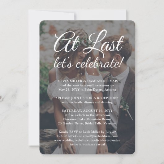 Tijdens het laatste huwelijksfeest 2 foto en witte kaart (Voorkant)