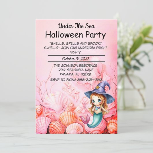 Tijdens het Zee Halloween feest Kaart (Staand voorkant)