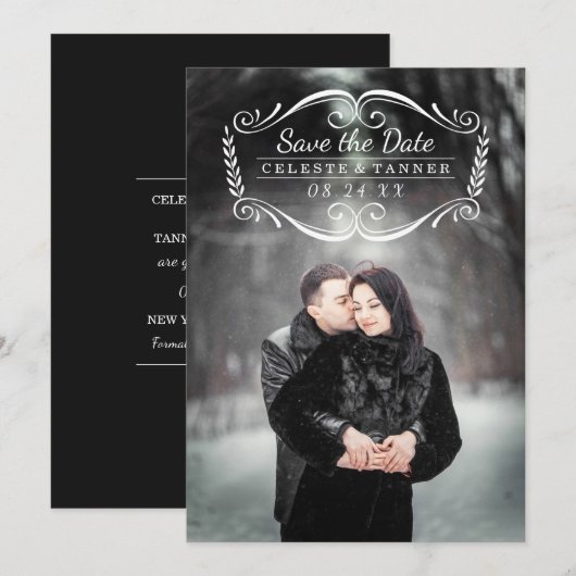 Tijdig | Moderne klassieke foto slaat de datum op Save The Date (Voorkant / Achterkant)