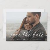 Tijdige kalligrafie | Horizontale foto Save The Date (Voorkant)