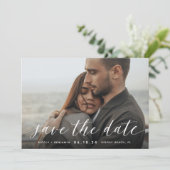 Tijdige kalligrafie | Horizontale foto Save The Date (Staand voorkant)