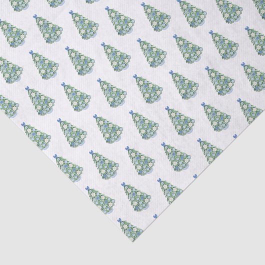 Tijdige Waterverf blauw en witte kerstboom Tissuepapier (Detail)