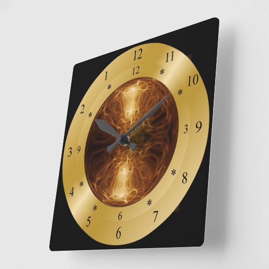 Tijdklok ~ Golden Electric Planet ~ * ~ Vierkante Klok (Hoek)