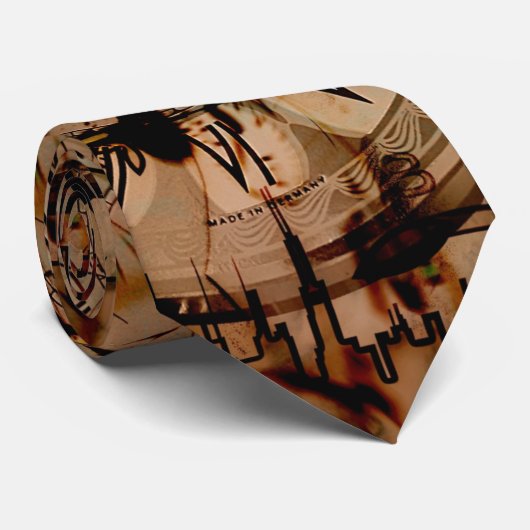 Tijdklokken Stedenstad Collage Stropdas (Opgerold)