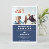 Tijdlijn 3 Foto Afstuderen Invitation - marine Kaart (Staand voorkant)