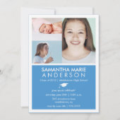 Tijdlijn 3 Uitnodiging foto-Afstuderen - Blauw (Voorkant)