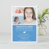 Tijdlijn 3 Uitnodiging foto-Afstuderen - Blauw (Staand voorkant)