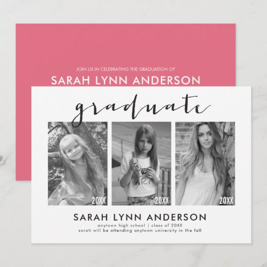 Tijdlijn 3 Uitnodiging voor fotoafstudeerfeest (Voorkant / Achterkant)