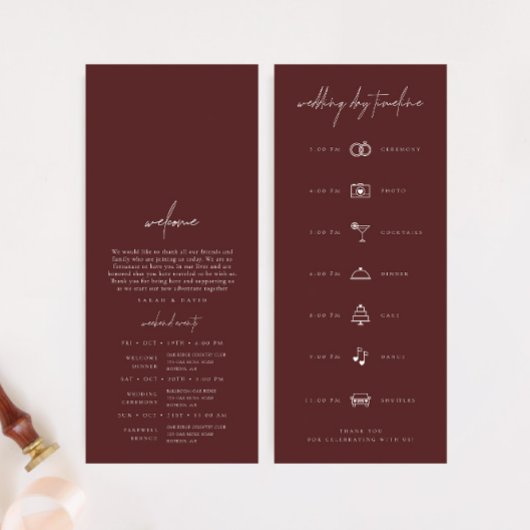 Tijdlijn Boho Burgundy Modern Wedding Day