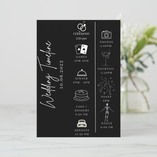 Tijdlijn en details van de Gotich-bruiloft Kaart (Staand voorkant)