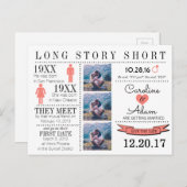 Tijdlijn in Coral Save the Date Post Kaart (Voorkant / Achterkant)