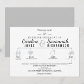 Tijdlijn Lichtgrijze bruiloft uitnodiging (Voorkant / Achterkant)