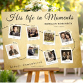 Tijdlijn met foto's en herinneringen van de begraf poster