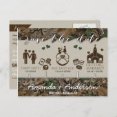 Tijdlijn Mijlpaal Camo Rustiek Save the Date Cards Aankondigingskaart (Voorkant / Achterkant)