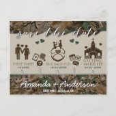 Tijdlijn Mijlpaal Camo Rustiek Save the Date Cards Aankondigingskaart (Voorkant)