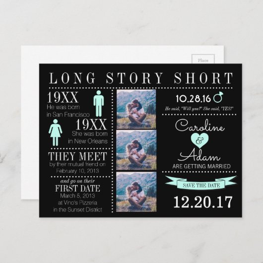 Tijdlijn Opslaan Datum Post Card Aankondigingskaart (Voorkant / Achterkant)