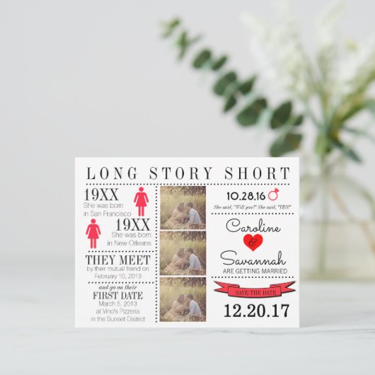 Tijdlijn Opslaan Datum Post Card Aankondigingskaart (Staand voorkant)