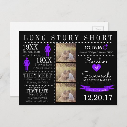 Tijdlijn Opslaan Datum Post Card Aankondigingskaart (Voorkant / Achterkant)