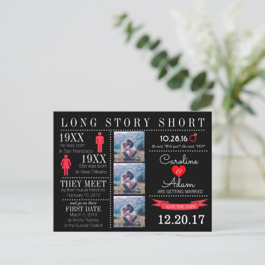 Tijdlijn Opslaan Datum Post Card Aankondigingskaart (Staand voorkant)