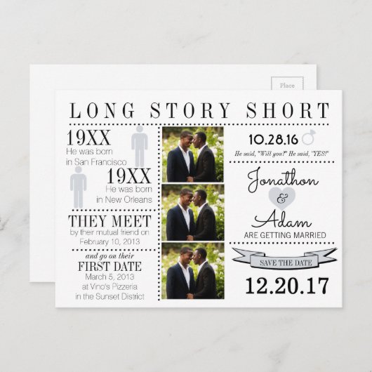 Tijdlijn Opslaan Datum Post Card Aankondigingskaart (Voorkant / Achterkant)