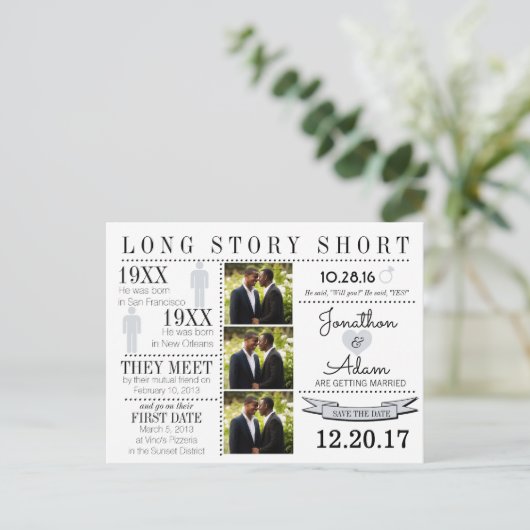 Tijdlijn Opslaan Datum Post Card Aankondigingskaart (Staand voorkant)