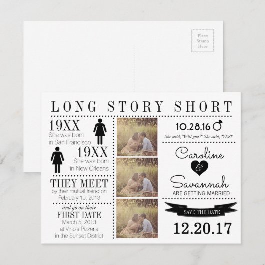 Tijdlijn Opslaan Datum Post Card Aankondigingskaart (Voorkant / Achterkant)