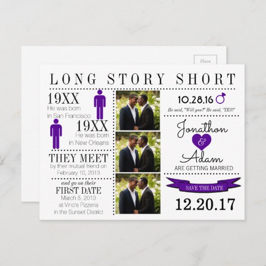 Tijdlijn Opslaan Datum Post Card Aankondigingskaart (Voorkant / Achterkant)