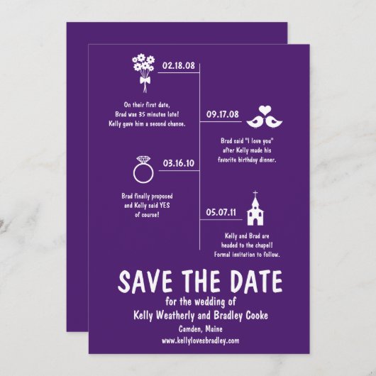 Tijdlijn Relatie Sla de Datum Op Save The Date (Voorkant / Achterkant)