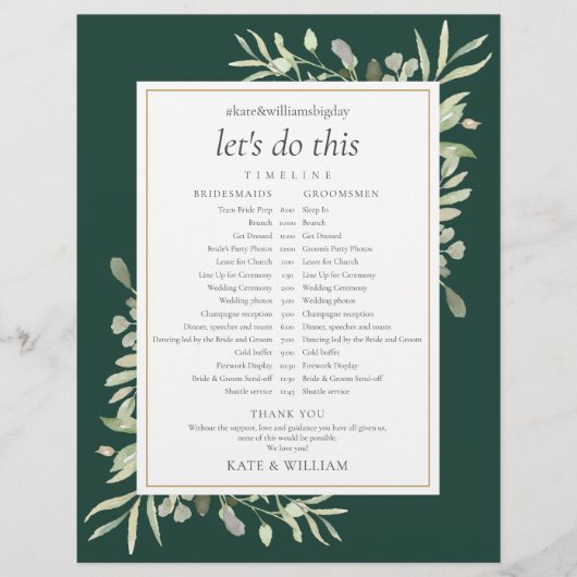 Tijdlijn trouwdatum Emerald groen (Voorkant)